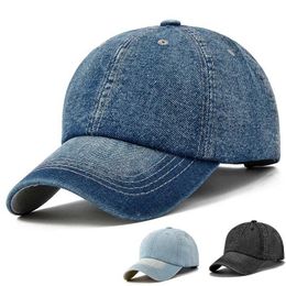 Ball Caps Vintage Denim Baseball Cap Solid Colour Unisex Sports Casual Snapback Hat Outdoor Men Women Jeans Adjustable Sun Hat d240507