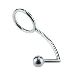 40mm 45mm 50mm for choose Anal plug Ball on Angled butt hook with penis ring fetish cock Stainless Steel adult sex toys Y181101068279950