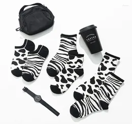 Women Socks Zebra Stripe Pattern Black White Striped Harajuku Hosiery Short Fashion Sock Cute Lovely Animal Fingers Sox