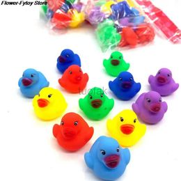 Bath Toys 12pcs Cute Mini Colorful Rubber Float Squeaky Sound Duck Bath Toy Baby Bathroom Water Pool Funny Toys for Girls Boys Gifts d240507