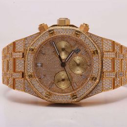 Prenting A Stunning Iced Out Chronograph Watch Featuring Natural Diamonds For Unparalleled Luxury With Enhance Vvs Clarity