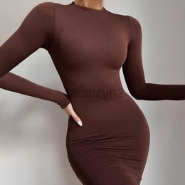 Designer Dress Spring and Autumn New Tight Fit Solid Colour Sexy Wrapped Hip Long Dress for Women Plus size Dresses