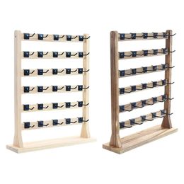 Jewellery Stand Wooden earring display stand Jewellery Organiser 6-layer detachable hook storage rack Q240506