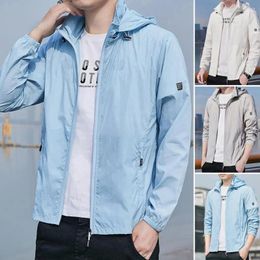 Men's Jackets Sun Protection Top Male Pockets Hood Jacket Coat Long Sleeve Lightweight For Outdoor