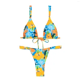 Women's Swimwear Split Sexy Bikini Fashion With Bra Pad No Steel Swimsuit Suit Simple Bikinis Set 2024