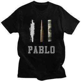 Men's T-Shirts Design Money Print Pablo Escobar Short Slve Mens Cotton T-Shirt Fashion Tops Oversized Loose Men Clothing Casual T-shirts T240505