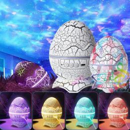 Miniatures Led Dinosaur Eggs Shell Galaxy Starry Projector Bluetoothcompatible Remote Control Night Lights Children Gift