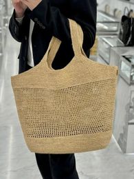 Designer Shopping Bag High Quality Raffia Women Handbag Large Capacity Tote Shoulder Summer Beach Vacation Travel Bags Metal Letter The Tote bag