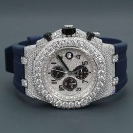 Trendy stainls steel y studded with natural round brilliant cut diamonds in VVS clarity hip hop watch for mens wrist wear