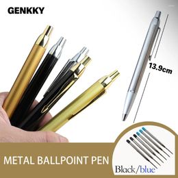 Ballpoint Pen Metal Material Press Style Full Ball Pens For School Office Ink Colours Black Blue Writing 0.7mm