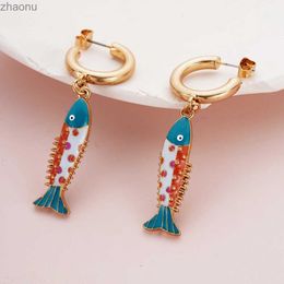 Dangle Chandelier Exquisite Small Fishing Earrings Blue Fish Charm Ocean Jewellery Bohemian Jewellery Fashion Hot Ear Pendant Gift Womens Accessories XW