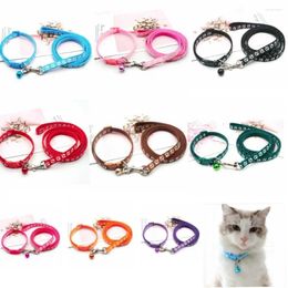 Dog Collars With Bell Cat Harness And Leash Set Cute Pattern Polyester Pet Walking Vest Colorful Detachable Belt Small