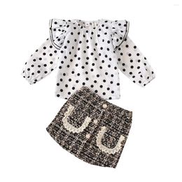 Clothing Sets Cute Clothes Kid Baby Girl Outfit Set Fashion 2pcs Princess Polka Dot Ruffles Shirt Top Elegant Mini Skirt