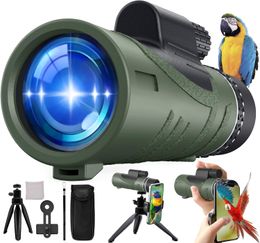 HD 80X100 Monocular Telescope High Power for Smartphones with Cell Phone Adapter and 360° Tripod, BAK-4 Prism and Clear Lens Monocular Tel