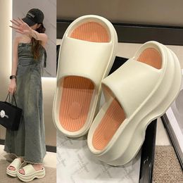 7cm Thick EVA Slippers 2024 High Heel Soft Sole Female Fashion Beach Sandals Solid Colour Summer Women 240420