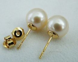 Stud Earrings Perfect Round 10-11mm True White AKOYA Pearl 14K Gold-