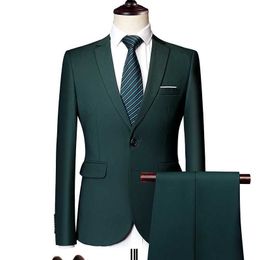 Men's Suits Blazers The latest mens clothing set the official pioneer slim fit business tailcoat 2-piece grooms wedding dress S-6XL Q240507