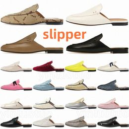designer slipper sandals slides Princetown slippers Brown Leather Black Web Jumbo Camel Canvas Beige Light Pink White Embossed womens wfbg#