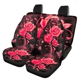 Car Seat Covers Ombre Pink Rose Butterfly Pattern Front Back Cover Set Auto Interior Spare Parts High Quality Washable Easy Installation