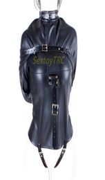 New Design Bondage Suit Leather Full Body BDSM Fetish Sex Toy Case Strap Harness Black Color Halter Binder Restraint 3889364
