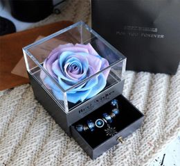 Birthday Presents Valentines Day Gift Women Rose Jewelry Box For Wedding Marry Dried Flower Real Flowers Eternal Roses In Box CJ192222920