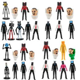 Action Toy Figures New Ver. 5Pcs/12Pcs Skibidi Toilet VS Titan TV Camera Speaker Man Action Figure Toy Game Creative Statue Video Model Doll Gifts T240506