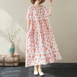 Party Dresses Oversize Summer Dress For Women Thin Light Cotton Print Floral Vintage Outdoor Travel Style Beach Casual Bohemia Long Maxi