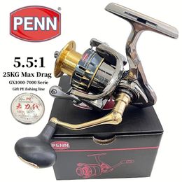 PENN GX1000-7000 Fishing Reel with 131 High-End Bearings 25KG Max Drag and Bonus PE Fishing Line Gift 240507