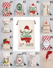 Christmas Santa Sacks Canvas Cotton Bags Large Heavy Drawstring Gift Bags Personalized Festival Party Christmas Decoration fy42499227439