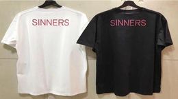 18ss Fashion High Quality Letter Printing Men Women Sinners Golden Print T Shirt Casual Cotton Tee Top7654155