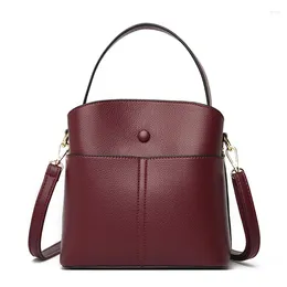 Shoulder Bags 2024 Vintage PU Leather Large Capacity Bucket Bag For Women Designer Crossbody Female Sac Femme Messenger