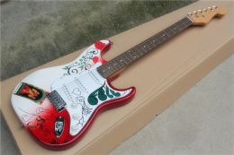 Guitar ST electric guitar body with flower pattern rose wood fingerboard Tribute Hendrix Monterey Real photos in stock