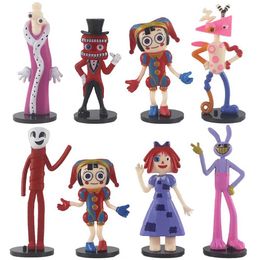 Action Toy Figures New 8PcsThe Amazing Digital Circus Figurines Pomni Kinger Caine Bubble Figure Doll Toy PVC Jax Ragatha Models Gift T240506