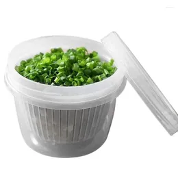 Storage Bottles Garlic Container Freezer Food With Drain Basket Double Layer Vegetables Sealed Keeper For Chopped Green