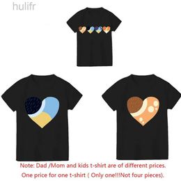 Family Matching Outfits Heeler Family Love Hearts Bluey-Inspired Color Palette Hearts Classic T-Shirt Daddy Mommy Mini Family Matching Outfits Set d240507