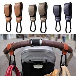 Stroller Parts 1/2pcs High-quality Crochet Accessories PU Leather Baby Bag Hook Pram Cart Organiser 360 Degree Rotatable