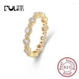 Cluster Rings Fulsun Design Round Cz Zircon Stone Ring Bezel Setting Accessory Woman Trendy Jewellery Eternity