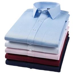 Men's Dress Shirts New Cotton Men Classic Long Sle Dress Shirt Regular Pocket Fit Formal Business Work Office Casual Button White Shirts S-8XL d240507