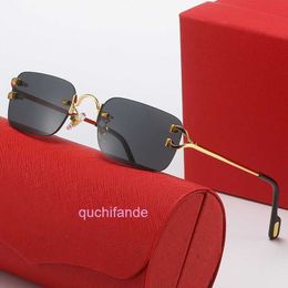 Classic Brand Retro Crattire Sunglasses 2024 new box sunglasses for men and women frameless fashion personalized optical frame