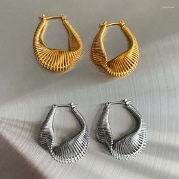 Hoop Earrings Vintage Metal Twisted Geometric For Women Fashion Gold Colour Irregular U-shaped Jewellery Gift