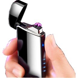 Windproof Flameless Zinc Alloy Electric Lighter Touch USB Lighter For Christmas Gift