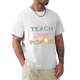 Men's T-Shirts Returning to School to Teach Love and Inspire Retro Teachers Womens T-shirts Customized Mens Cotton sublimation T-shirtsL2405