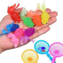 Bath Toys Childrens 10Pcs/Set Kawaii Simulation Rubber Goldfish Baby Bath Water Play Games Toys for Kids Toddlers Bathing Shower Gifts d240507