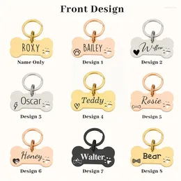 Dog Tag Custom Personalized Bone Pet Name Stainless Steel Free Engraving Anti-lost Collars For Dogs Cats Nameplate