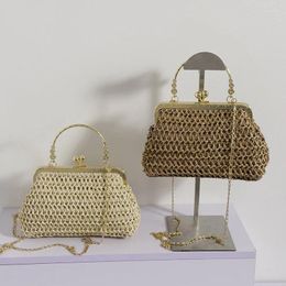 Evening Bags Simple Women's Bag Straw Weaving For Women One Shoulder Shell Casual Crossbody Solid Color _Other Organ