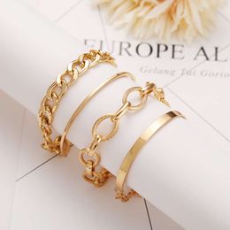 Jewellery Coarse Alloy Personalised Creative Smooth Multi layer Chain Bracelet Set of Four