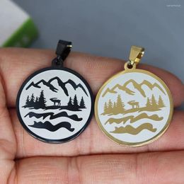 Pendant Necklaces 2Pcs/lot Hiking Engraved Mountain Charm For Necklace Bracelets Jewellery Crafts Making Findings Handmade Stainless Steel