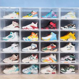 Korea Modern Side Opening Magnetic Adsorption Acrylic Box Household Shoe Storage Plastic Transparent Thickened 240427