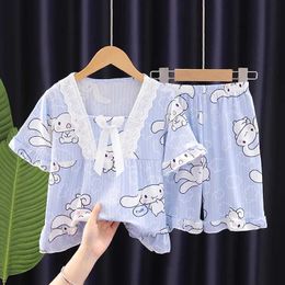 Pajamas Melody childrens pajamas short sleeved set girl short sleeved shorts Kuromi little girl family clothing summer clothingL2405