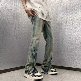 s 2023 New Fashion Y2K Streetwear Baggy Flared Jeans Pants Men Clothing Washed Blue Straight Vintage Denim Trousers Pantalon Homme J240507